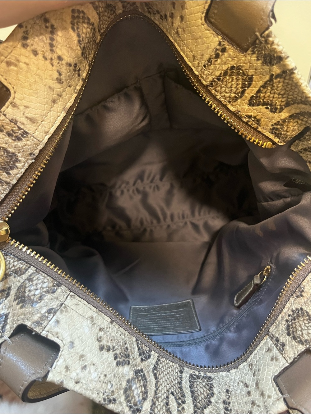 Coach Audrey Python Embossed Op Art Leather Slim Tote - Picture 9 of 12